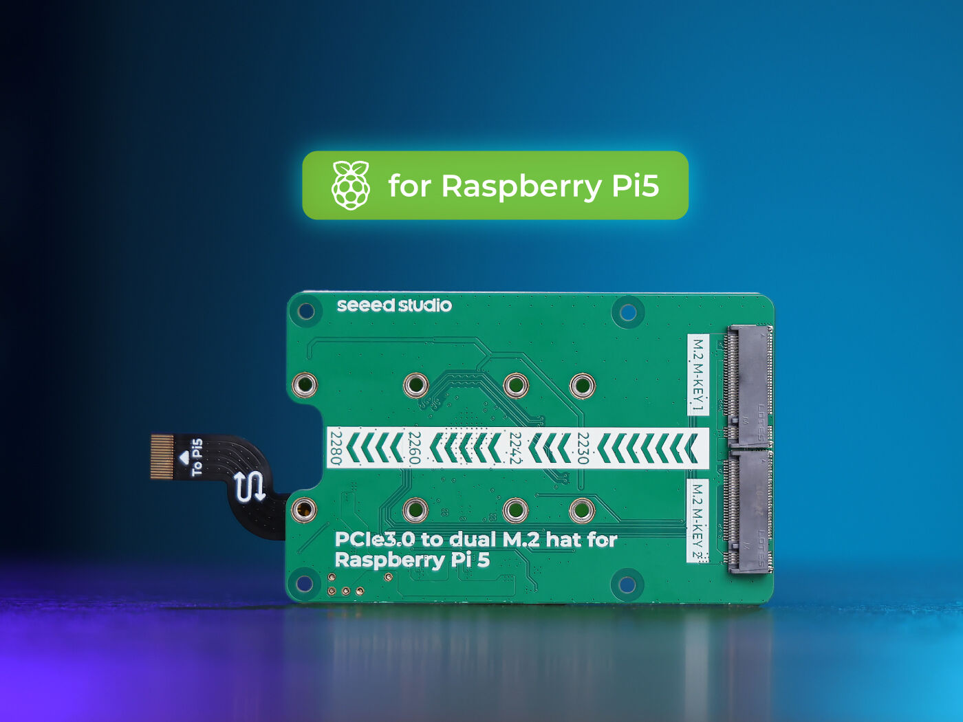 PCIe3.0 Switch to dual M.2 hat for Raspberry Pi 5 (HAB), Support NVMe SSD, Support Hailo8/8L,