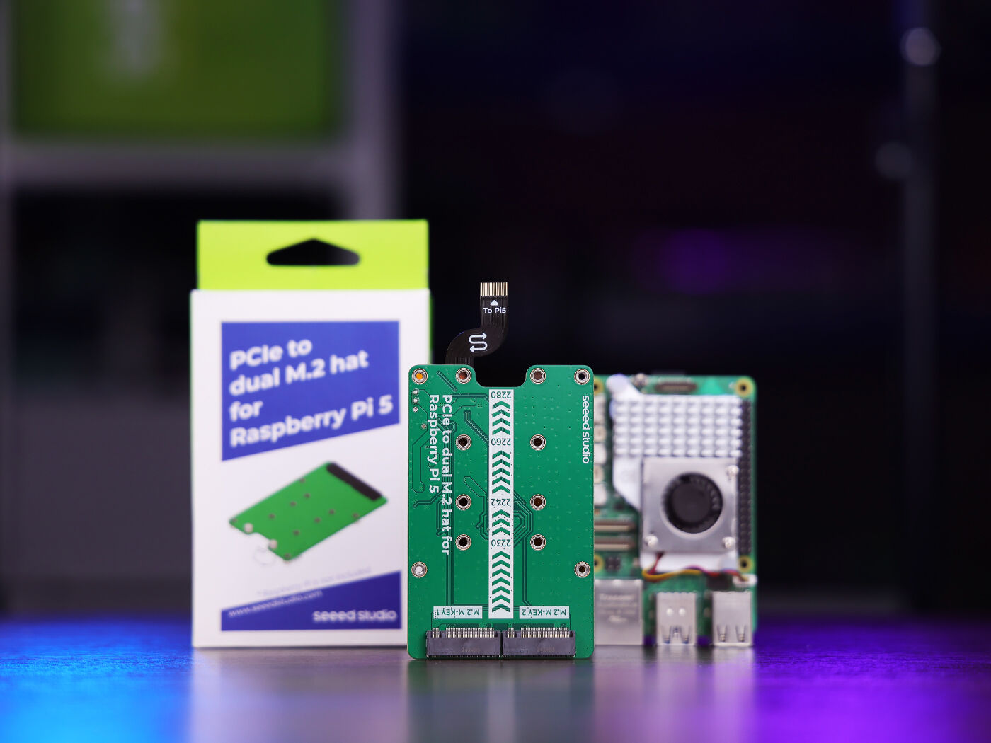 PCIe2.0 to dual M.2 hat for Raspberry Pi 5