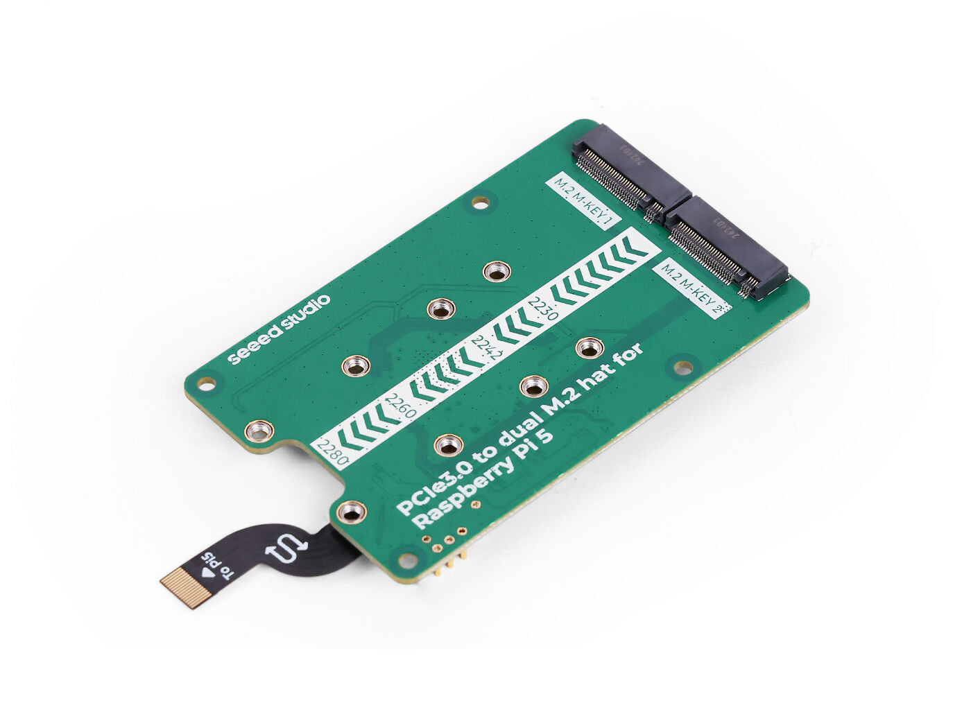PCIe3.0 Switch to dual M.2 hat for Raspberry Pi 5 (HAB), Support NVMe SSD, Support Hailo8/8L,