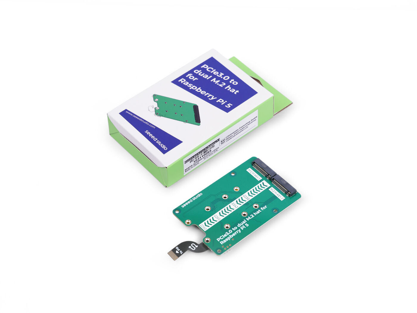 PCIe3.0 Switch to dual M.2 hat for Raspberry Pi 5 (HAB), Support NVMe SSD, Support Hailo8/8L,