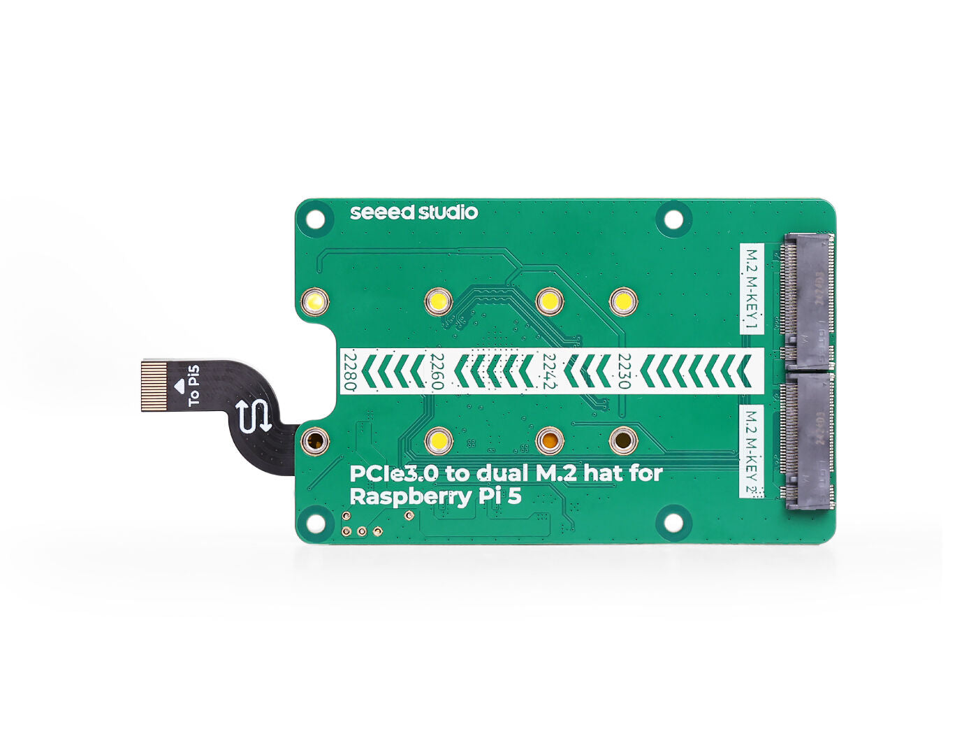 PCIe3.0 Switch to dual M.2 hat for Raspberry Pi 5 (HAB), Support NVMe SSD, Support Hailo8/8L,