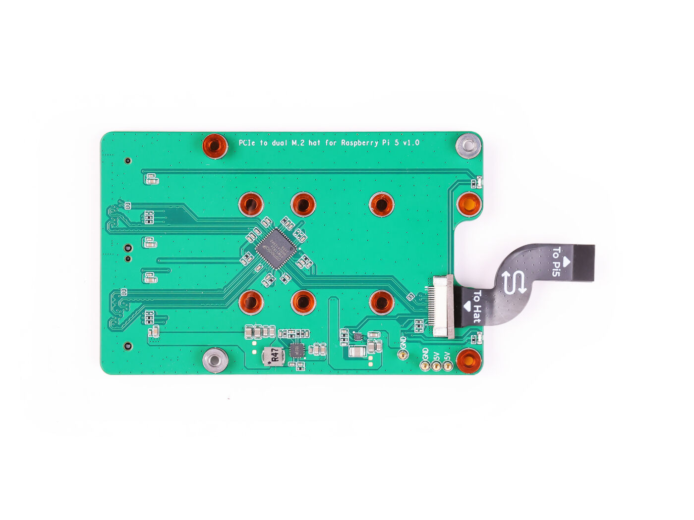PCIe2.0 to dual M.2 hat for Raspberry Pi 5