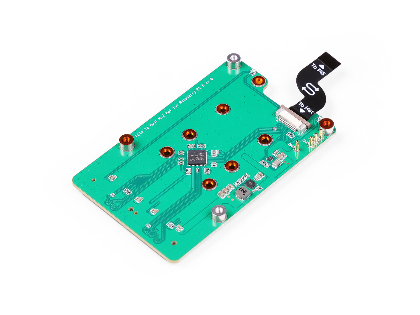 PCIe2.0 to dual M.2 hat for Raspberry Pi 5