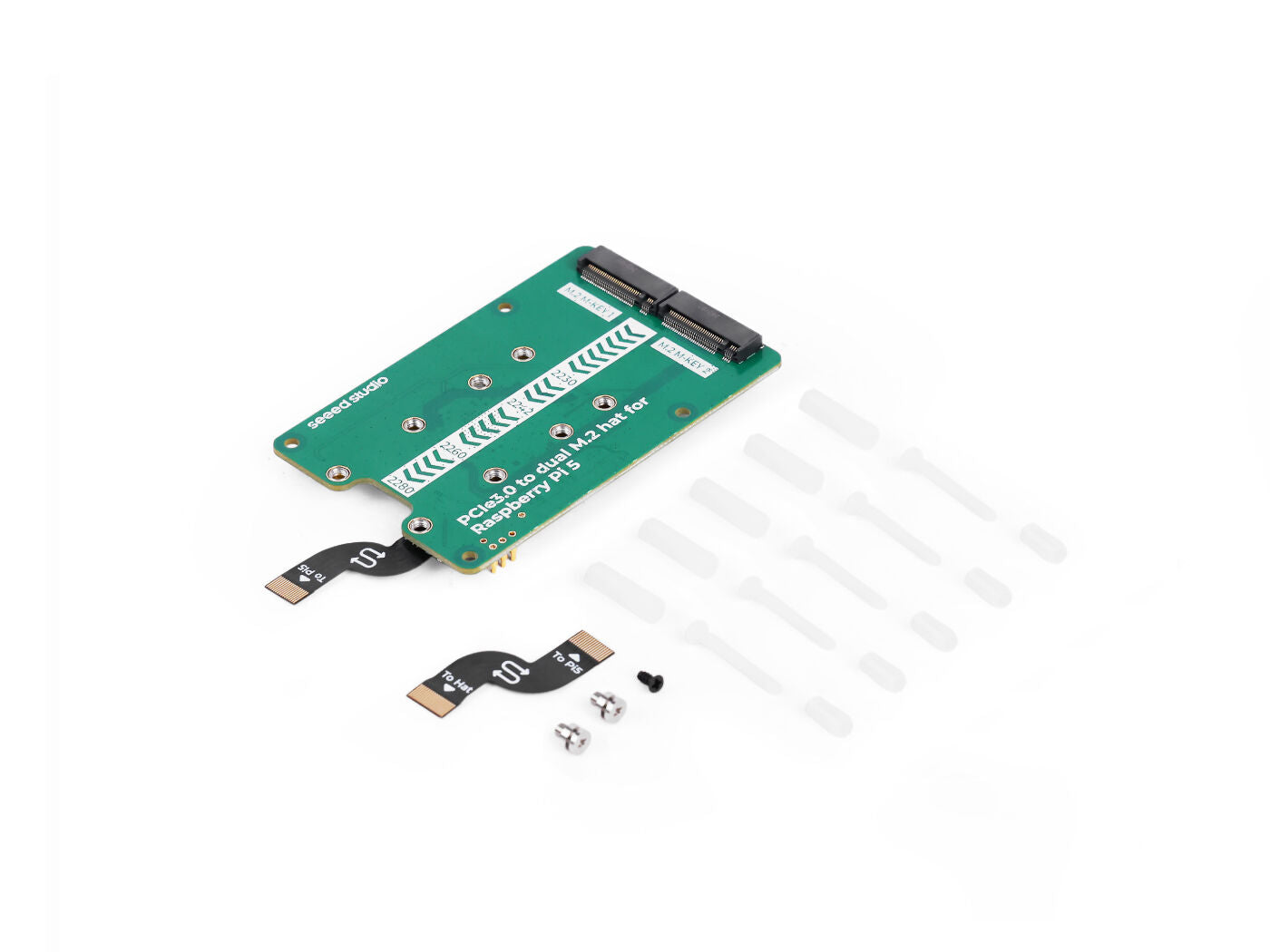 PCIe3.0 Switch to dual M.2 hat for Raspberry Pi 5 (HAB), Support NVMe SSD, Support Hailo8/8L,