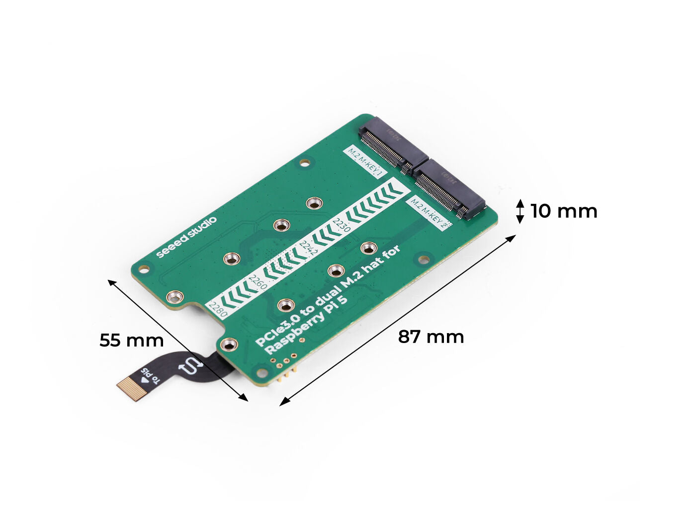 PCIe3.0 Switch to dual M.2 hat for Raspberry Pi 5 (HAB), Support NVMe SSD, Support Hailo8/8L,