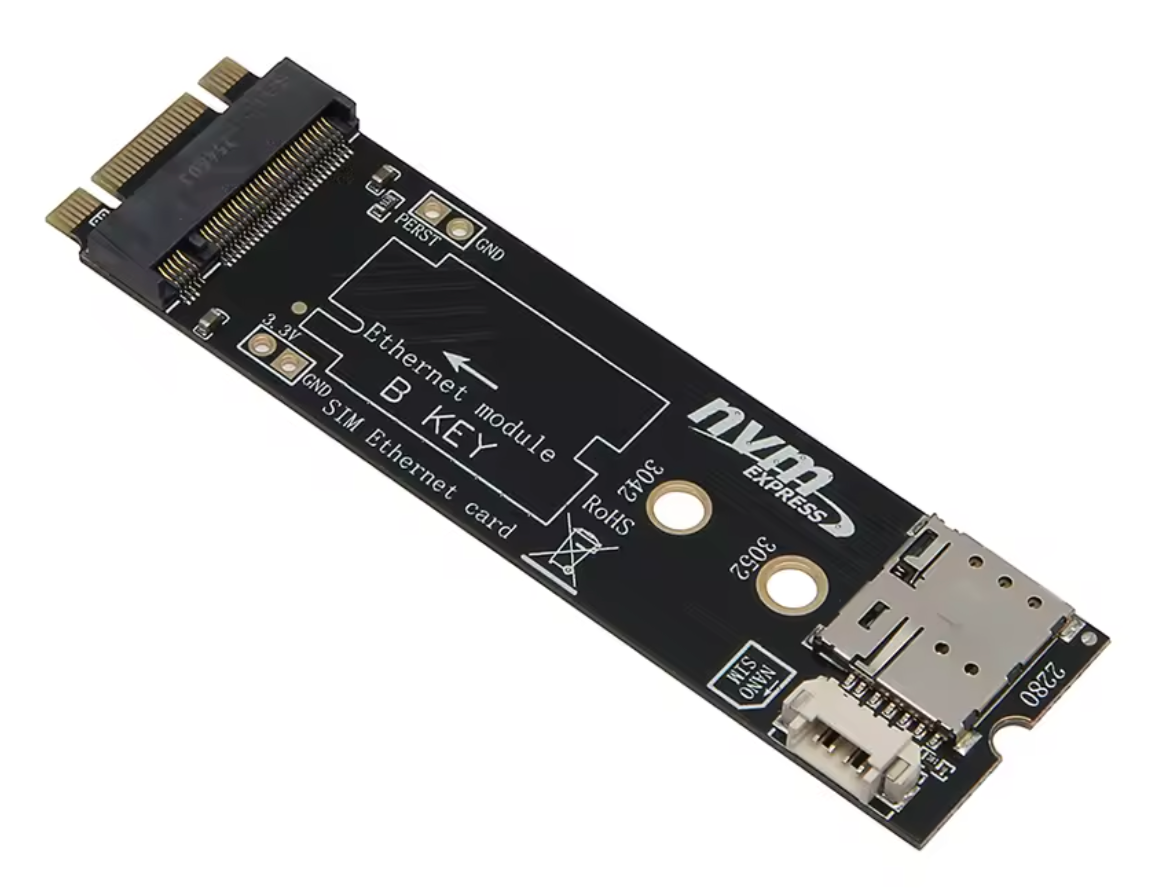 M.2 B Key to M Key Adapter Card for 4G/5G Module with SIM Card Slot and USB