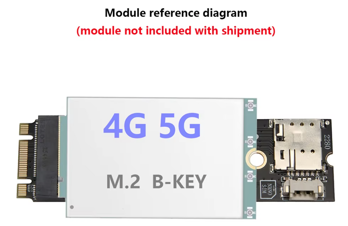 M.2 B Key to M Key Adapter Card for 4G/5G Module with SIM Card Slot and USB