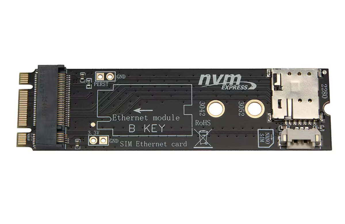 M.2 B Key to M Key Adapter Card for 4G/5G Module with SIM Card Slot and USB