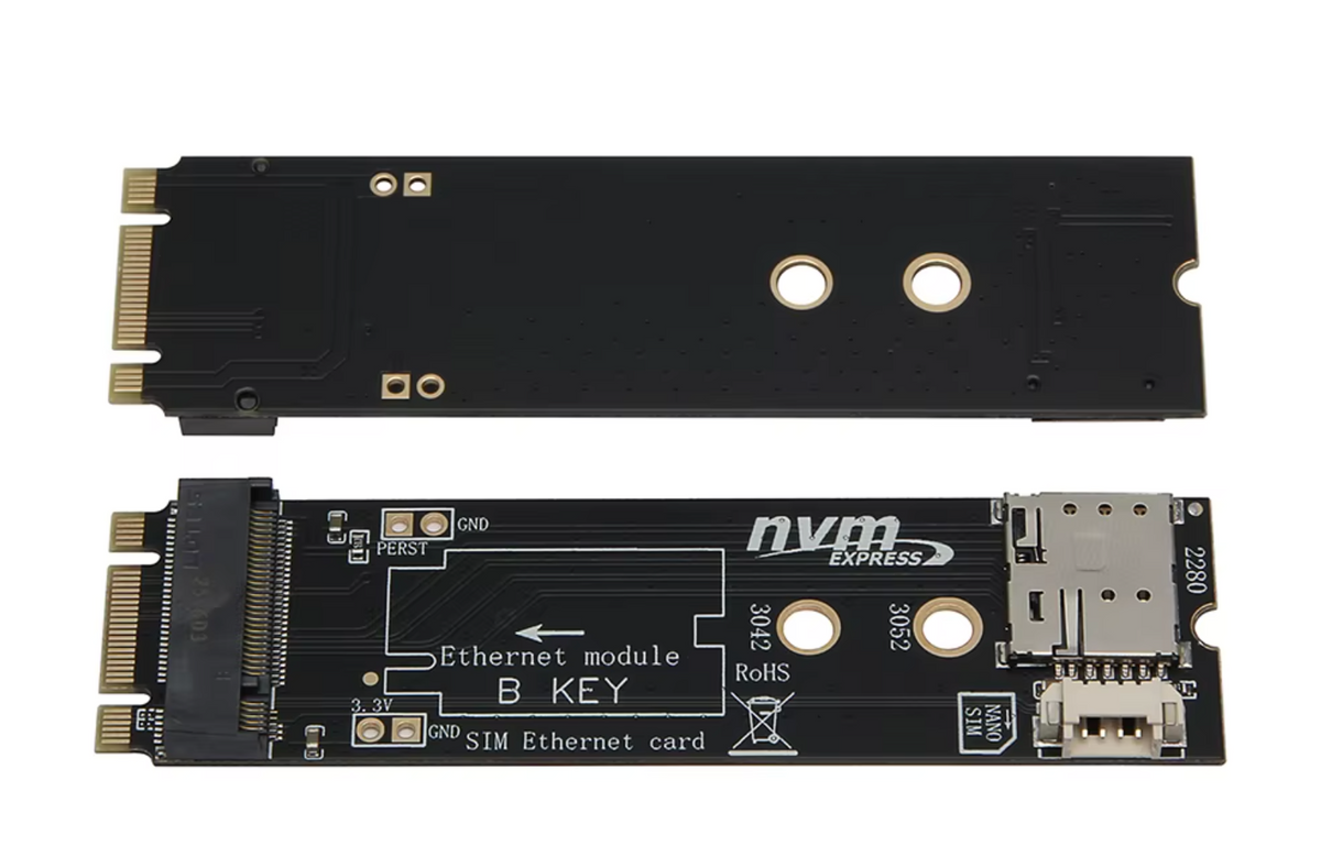 M.2 B Key to M Key Adapter Card for 4G/5G Module with SIM Card Slot and USB